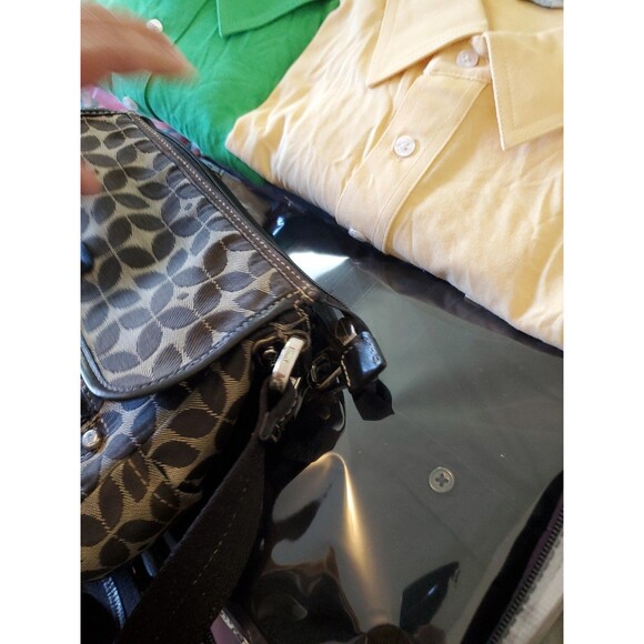 Fossil Signature Crossbody Bag Canvas Medium Pockets Black Purse Y2k‎ 90s - Picture 14 of 15